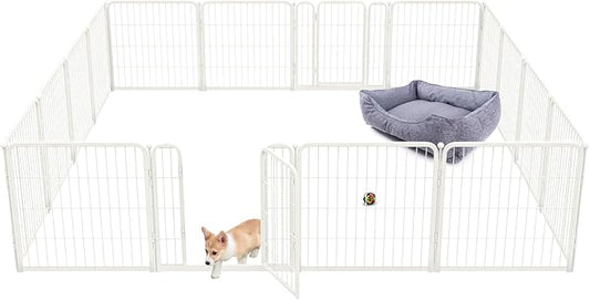 FXW Homeplus Dog Playpen for Indoor Use - Stress-Free and Safe Play, Heavy Duty 24 Inch 16 Panels Dog Pen for Puppies and Small Dogs, White_atented