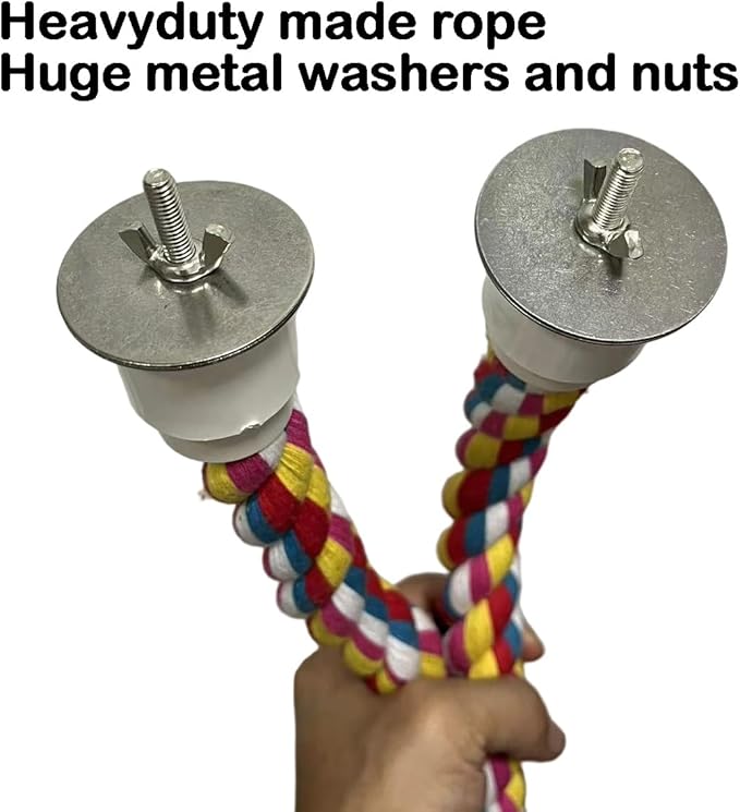 2pcs 48inch(122cm) Parrot Rope Perches,Bendable Climbing Standing Chew Cage Toys Heavyduty Made Bungee Toys for Large to Regular Size Birds