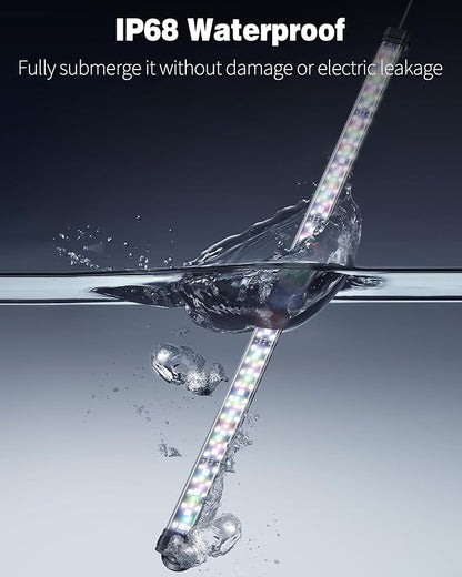 Pawfly 12W Aquarium LED Light 24 Inch 24/7 Fish Tank Light with Full Spectrum White Blue Red Green Lights Multi-Colored LEDs with D/N Mode Single Color Effects Timer and Adjustable Brightness