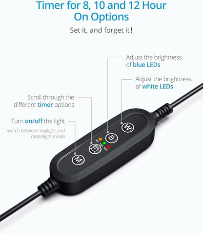 NICREW ClassicLED Gen 2 Aquarium Light, 32 Watts, Dimmable LED Fish Tank Light with 2-Channel Control, White and Blue LEDs, Size 36 to 48 Inch