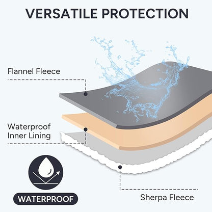 Waterproof Dog Blanket Bed Cover for Bed Couch Sofa, Liquid Pee Proof Pet Blanket Washable, Reversible Sherpa Fleece Blanket Furniture Protector for Medium Large Dogs Catsï¼_ray, 50"x 60"ï¼