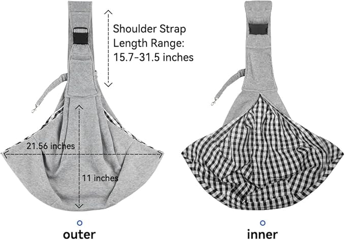 Dog Carrier Sling, Adjustable Shoulder Strap Dog Carriers for Small Dogs, Puppy Carrier Purse for Pet Cat with Front Zipper Pocket Safety Belt Machine Washable Holder