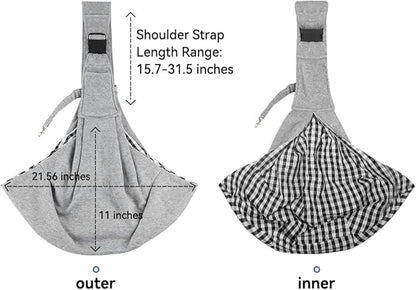 Dog Carrier Sling, Adjustable Shoulder Strap Dog Carriers for Small Dogs, Puppy Carrier Purse for Pet Cat with Front Zipper Pocket Safety Belt Machine Washable Holder