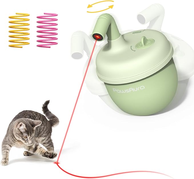 Cat Laser Toys, Automatic Cat Laser Toy Tumbler Design, Rechargeable Cat Laser Pointer 360°Irregular Rotation, 3 Modes Interactive Cat Toy for Indoor Cats of All Ages and Sizes (Green)