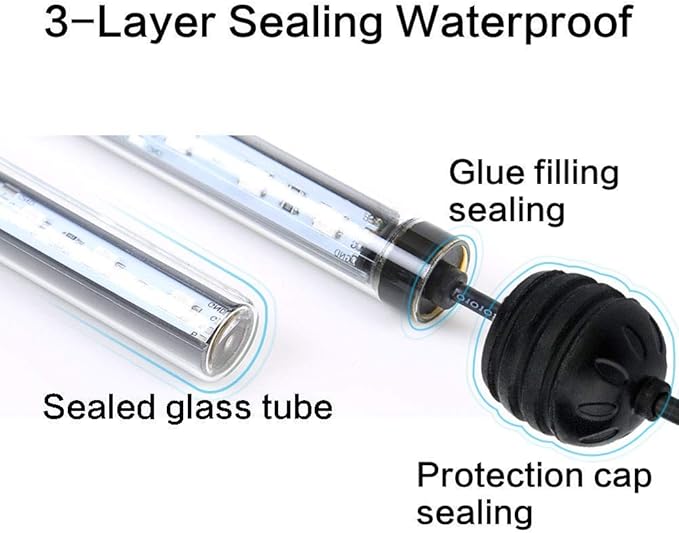 LED Aquarium Light, 7.5inch Colorful Fish Tank Light Submersible Underwater Crystal Glass LEDs Lights, 9 LEDs Beads, Brightness Adjustable Memory Function, LED Light bar Stick for Fish Tank