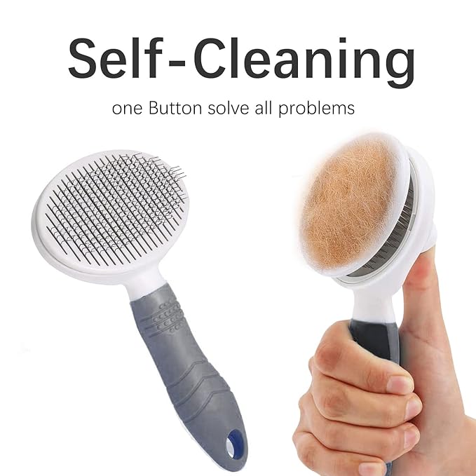Cat Self Cleaning Slicker Brush, Pets Skin Friendly Cat Brush for Dogs Cats Grooming Brush Tool Easy to Remove Loose Undercoat, Mats Tangled Hair Slicker Massage Cats Dogs Brush - Upgraded
