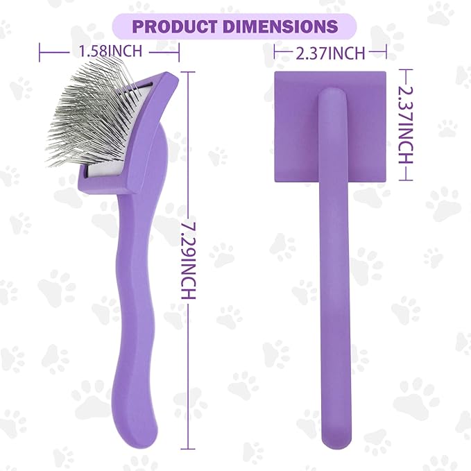Dog Slicker Brush for Goldendoodles & Golden Doodle Brush for Grooming Kit - Dog Brush for Goldendoodle, Labradoodle, Poodles - Pet Hair Brush for Short & Medium Haired Dogs -Small (Purple)