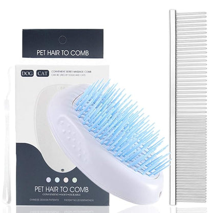 IHUIXINHE Dog Brush and Cat Brush, Pet Self Cleaning Slicker Brush & Stainless Steel Pet Comb, for Long and Short Haired Dog, Cat and Other Pets (2 Pack)