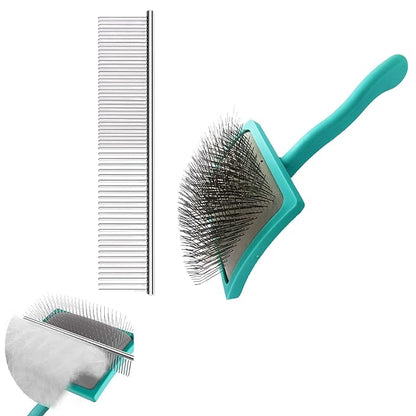 Extra Long 31mm Pin Dog Grooming Brush & Pet Comb Value Kit, Dog Brushes for Medium & Long Haired Dogs - Goldendoodle, Labradoodle, Poodles Hair Brush