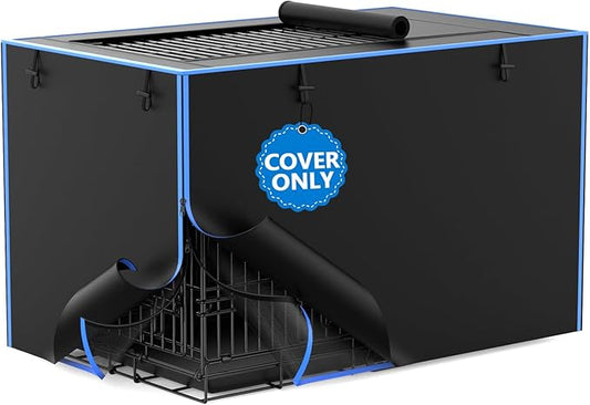 Double Door Dog Crate Cover, 600D Oxford Kennel Kennel Covers with Waterproof, Windproof, Breathable Mesh, Storage Pocket, 30 Inch, Cage Covers for Cat Small Puppy