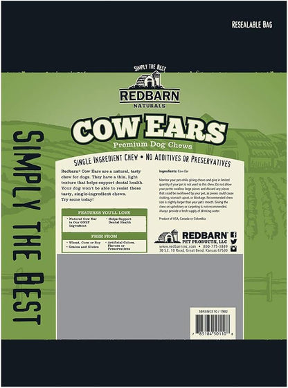Redbarn All-Natural Cow Ears Premium Chews for Dogs - Single Ingredient Grain-Free Dental Treats with Chondroitin for Joint Health - Made in USA with No Artificial Ingredients - 9 Count