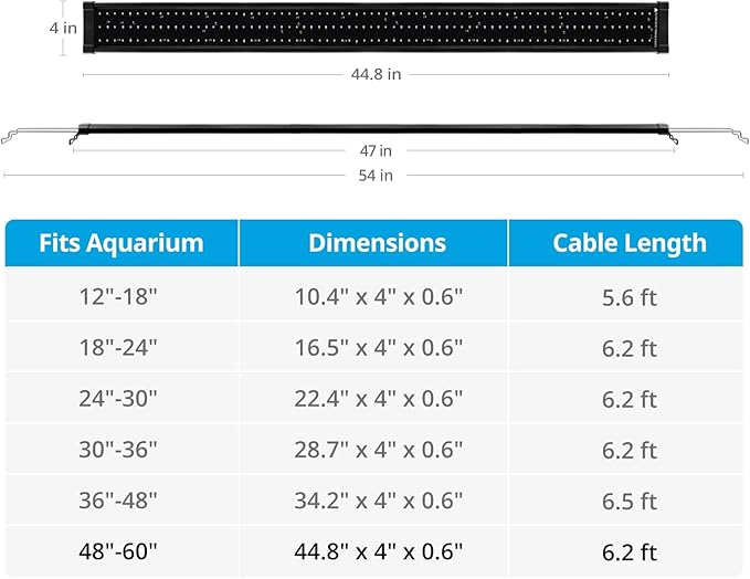 NICREW ClassicLED Plus LED Aquarium Light with Timer, 32 Watts, for 48 to 54 Inch Fish Tank Light, Daylight and Moonlight Cycle