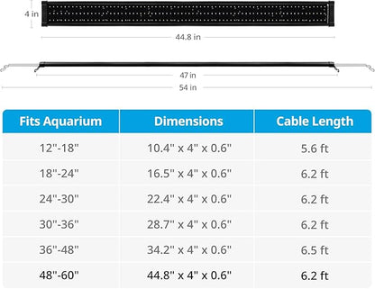 NICREW ClassicLED Plus LED Aquarium Light with Timer, 32 Watts, for 48 to 54 Inch Fish Tank Light, Daylight and Moonlight Cycle
