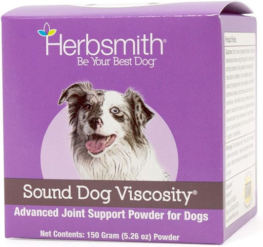 Herbsmith Sound Dog Viscosity  Advanced Joint Support for Dogs  Veterinarian Recommended Glucosamine for Dogs, Hyaluronic Acid, Chondroitin, MSM  150g Powder