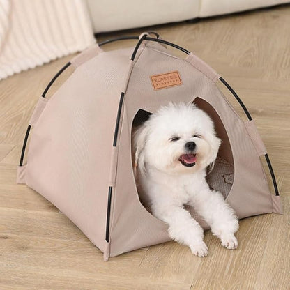 Cute Cat Teepee Cave, Cat Tent Foldable Indoor Outdoor with Thick Mat,Puppy Bed Tent,Bunny Pet Tent Teepee,Portable Dog House Teepee Tent, Cat Bed,Dog Bed Tent,Puppy Bunny,Pet Tent Teepee (Q, S)