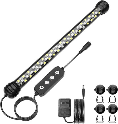 SEAOURA Led Aquarium Light with Timer, Submersible Aquarium Plant Light, Fish Tank Light with Auto On/Off, 3 Lighting Modes, Adjustable Brightness (11 inch for 12-23inch Planted Tank), 7W