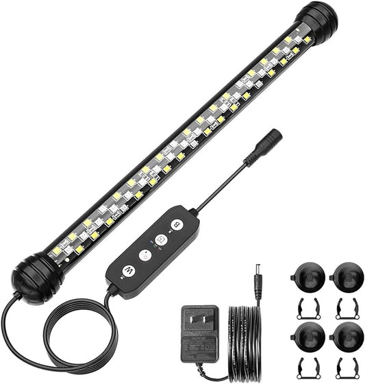 SEAOURA Led Aquarium Light with Timer, Submersible Aquarium Plant Light, Fish Tank Light with Auto On/Off, 3 Lighting Modes, Adjustable Brightness (11 inch for 12-23inch Planted Tank), 7W