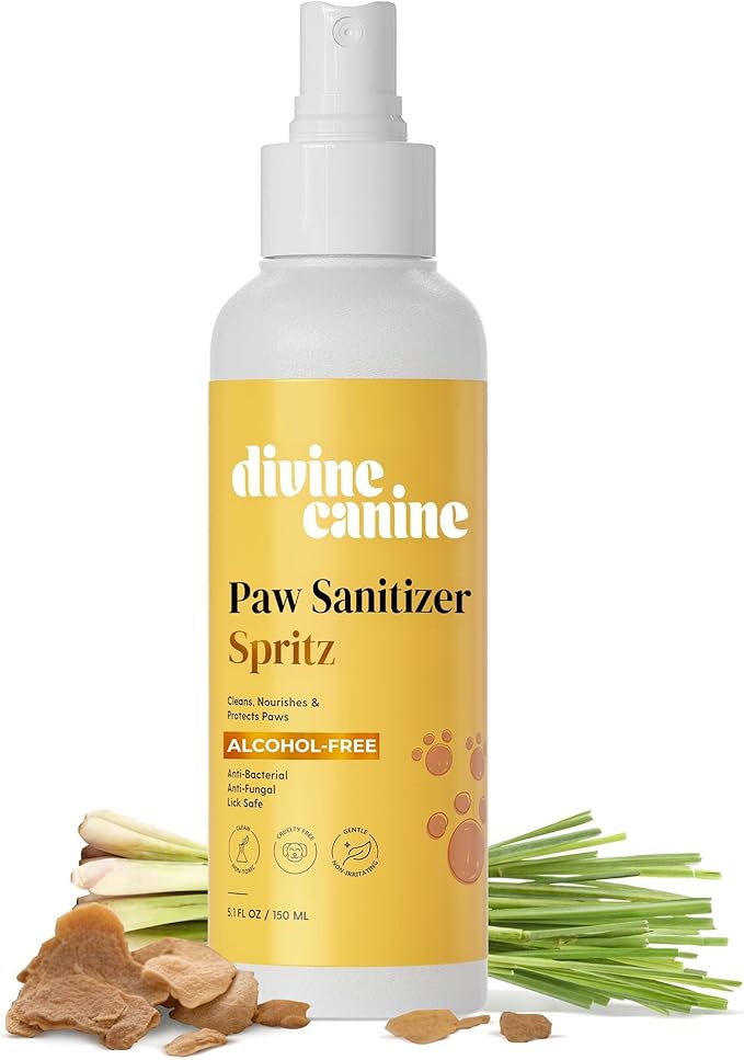 Dog Paw Cleaner - 5.1 Fl Oz of Alcohol Free Paw Sanitizer Spritz - Made with Aloe, Copaiba Oil, and Lemongrass Oil to Nourish and Clean Paws - Made in The USA