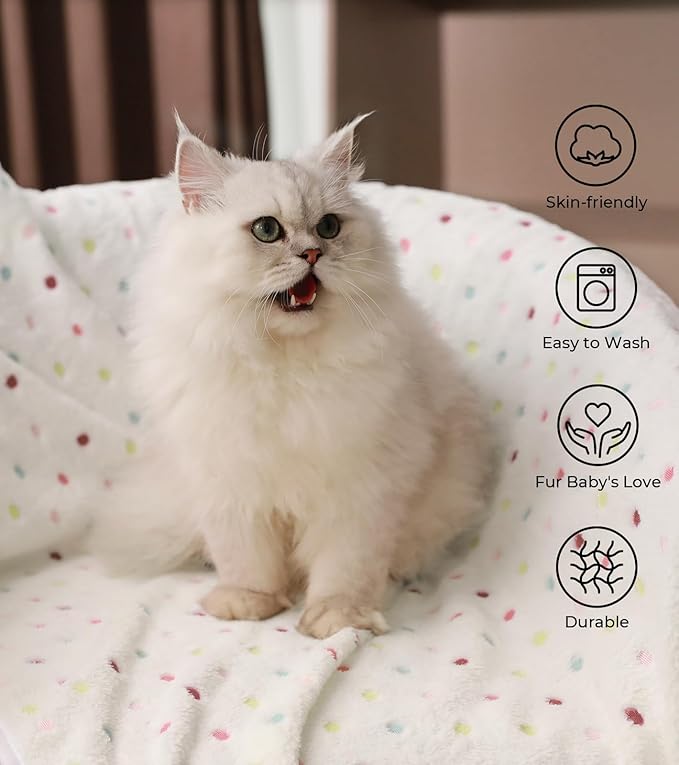 1 Pack 6 Blankets Dog Cat Soft Fluffy Fleece Pet Blanket Warm Cute Print Design Puppy Kitten Blanket Doggy Dot Large(41"x31")