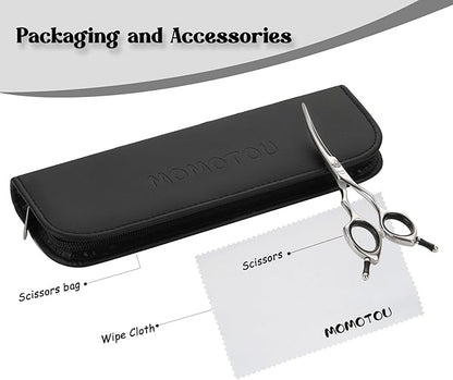 Dog Grooming Scissors 5'' Small Curved Pet Shears Super Light Professional 440C Stainless Steel Pet Shears for Trimming Face and Paws Nose Ear Easy Use.