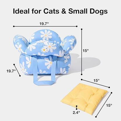 VETRESKA Pet Car Seat for Small Dogs - Washable Cat Carrier for Car Seat Portable Puppy Dog Bed, Pet Travel Carrier Bed with Safety Clip-On Leas
