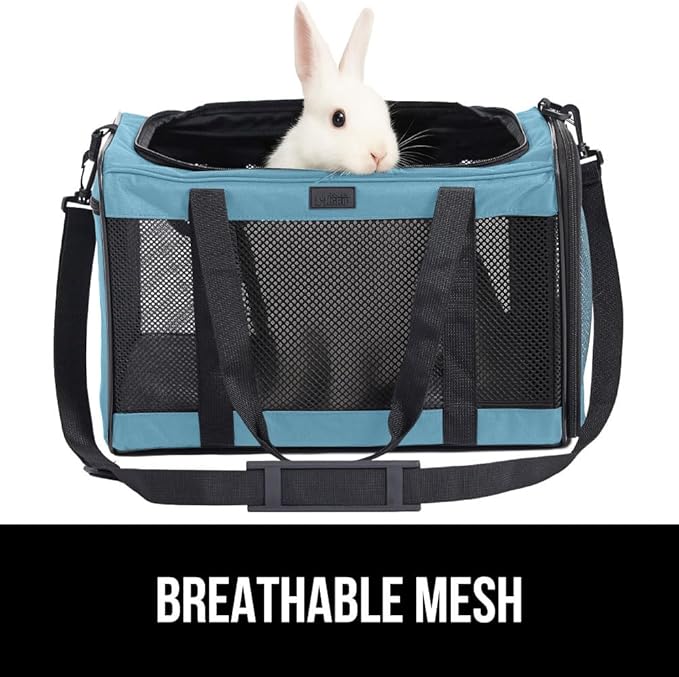 GORILLA GRIP Cat Carrier Travel Bag Up to 15 Lbs, Soft Collapsible Small Dog Carriers, Top and Side Entry Breathable Mesh, Grip Feet on Underside, Cozy Washable Waterproof Pad, Portable Kennel, Blue