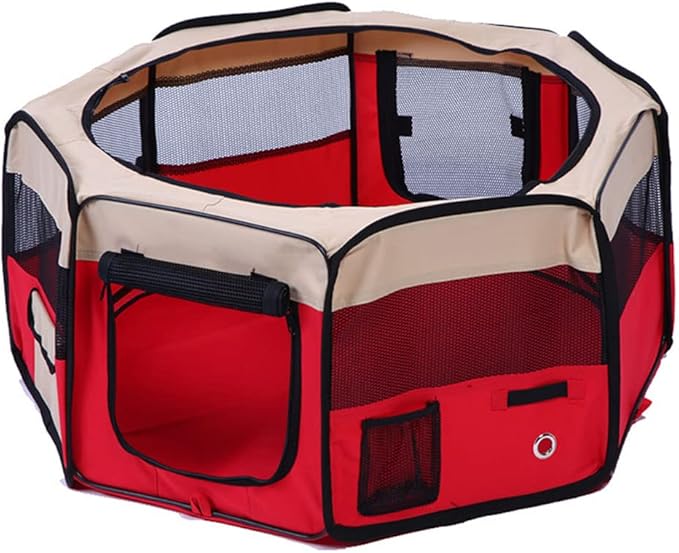 48" Pet Puppy Dog Playpen Exercise Pen Kennel 600D Oxford Cloth, Red, Model: 48" Red