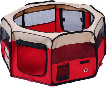 48" Pet Puppy Dog Playpen Exercise Pen Kennel 600D Oxford Cloth, Red, Model: 48" Red