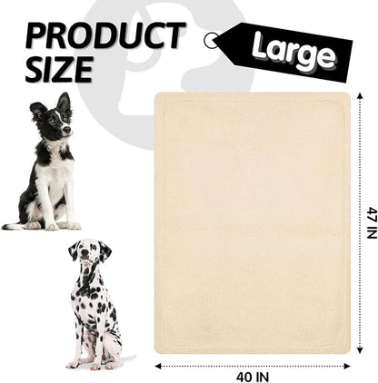 furrybaby Dog Blanket Soft Dog Blankets for Large Dogs Puppy Essentials Washable Sherpa Fleece Cat Blanket 40x47 Inches for Bed Furniture Couch Sofa (Large, Beige)