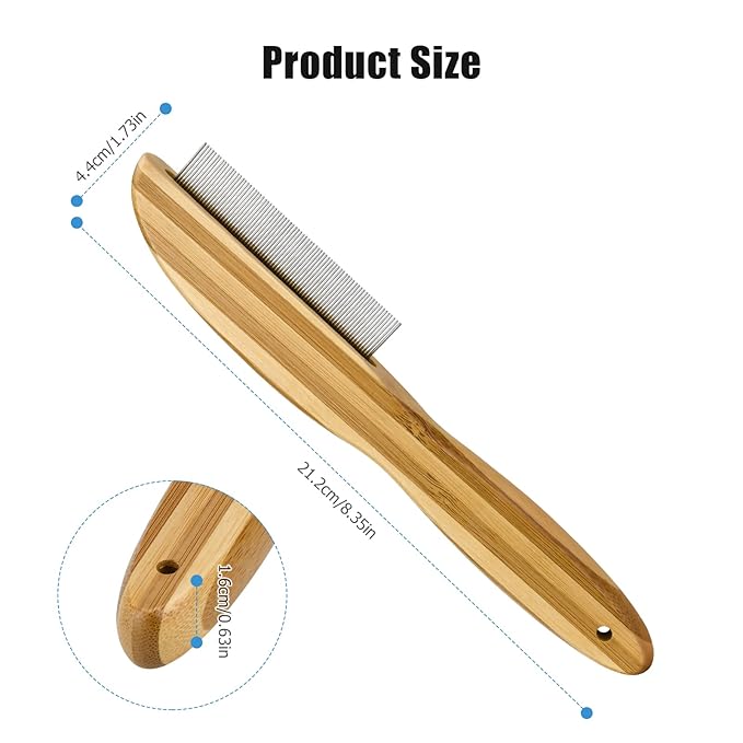 2-Pack Dandruff Comb, Stainless Steel Fine Tooth Comb Wooden Handle Dandruff Remover Flea Lice Comb Multifunction Hair Grooming Brush for Kids Adults Pets Dog