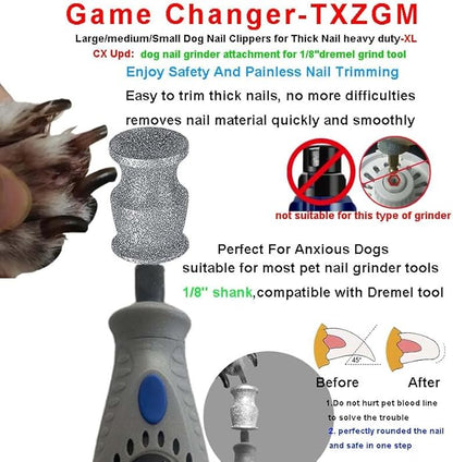 Diamond fit Dremel Bit for Dog Nails - Fits Dremel Nail Grinder Attachment Replacement Refill, Heavy Duty 1/8'' Rotary Tool for Pro-Level Pet Grooming,for Thick Nail Trimming on Large,Medium Dogs