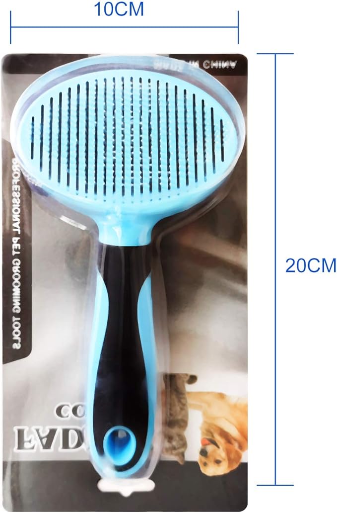 Dog Brush and Cat Brush, Self Cleaning Slicker Brush for Shedding Pet Grooming Tools for Small, Medium, Large, Short Haired or Long Haired Dogs and Cats for Matted Fur (Blue)