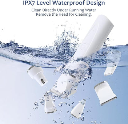 4 in 1 Dog Grooming Kit - Dog Clippers, Rechargeable, Low Noise - Multi-Functional for Hair on Pets Toes Hair Repair on face Around Ears and toenail Grinding