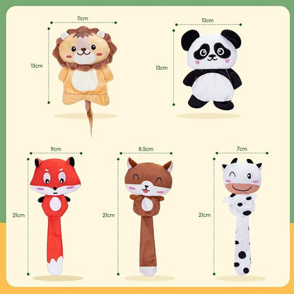 Nobleza Catnip Toys, 5Pcs Cat Chew Toys for Indoor Cats Clearance, Cute Animal Shapes Plush Kitty Teething Toys with Crinkle Paper for Pet Birthday, Interactive Kitten Kicker Toy with Organic Cat Nip