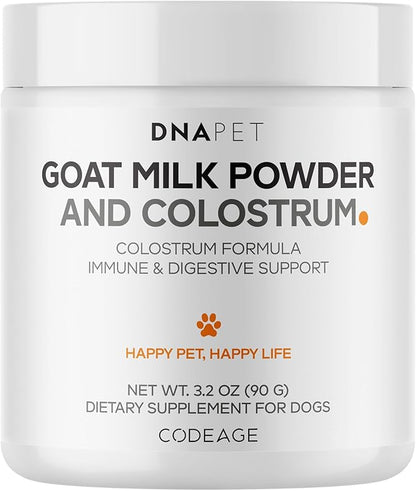 Goat Milk and Colostrum Powder for Dogs - Goat Milk Powder, Bovine Colostrum Protein Supplement for Dogs - Canine Joint & Gut Wellness Support - All Breeds and Sizes - 3.2 oz