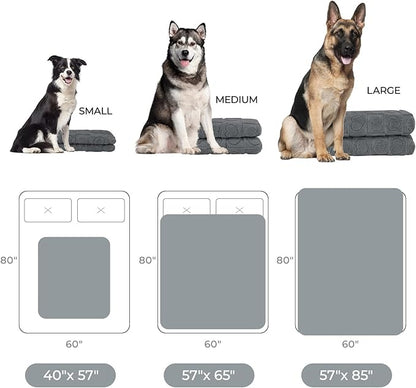 Luciphia Waterproof Blanket for Large Dogs Washable Pet Bed Cover Soft Fluffy Puppy Blanket with Premium Fleece Cozy Calming Cat Blankets for Indoor Cats Grey 85x57 inch