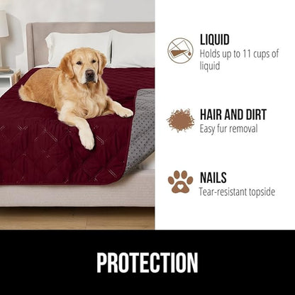 Gorilla Grip 100% Waterproof Dog Blanket, Pet Friendly Sofa Throw Essential for Small Pets, Dogs, Cats, Tear and Slip Resistant Leakproof Couch Cushion Cover for Indoor Furniture, 40x50 Burgundy