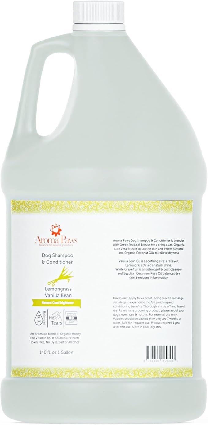 Dog Shampoo  Cleansing Wash, Conditioning, Moisturizing  Healthy Ingredients  Aromatic Grooming Puppy Shampoo  Tearless Cleaner, Lemongrass Vanilla Bean
