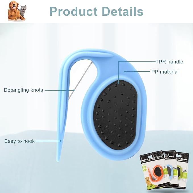 Pet Knotting Comb, Blue, for Removing Matted, Cat Brush Hair Clipper Detangling Knots for Dogs and Cats