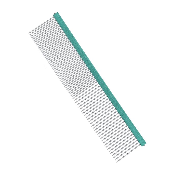 Greyhound Comb For Dogs, Metal Dog Comb Dog Combs with Rounded Ends Dog Comb Cat Comb For Removing and Knots Grooming Tool For Long Short Haired Dog (Green 13cm/5.1in)