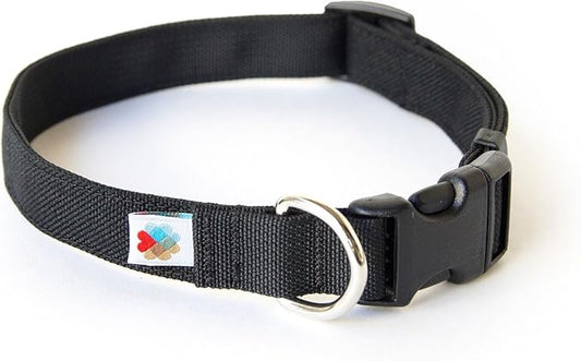 Dog Collar, Lightweight, Heavy Duty Dog Collar with Buckle, Fabric Pet Collar, Breathable & Adjustable Puppy Collar, Dog Collars for Medium Dogs (Black, Medium - 10-16 Inch) - Wildebeest