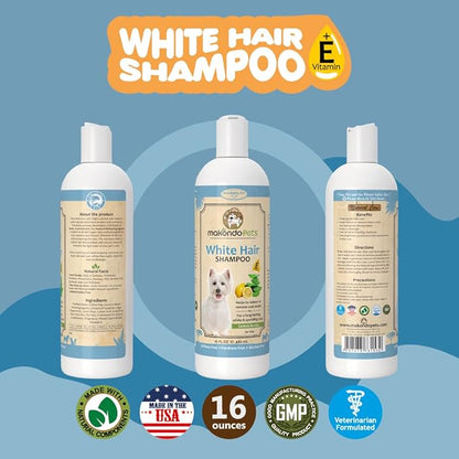 Dog Whitening Shampoo for Dogs with White Light Colored Hair Coat Fur_hite Haired Pets Shampoo for Itching Dry Sensitive Skin. Non Toxic Formula