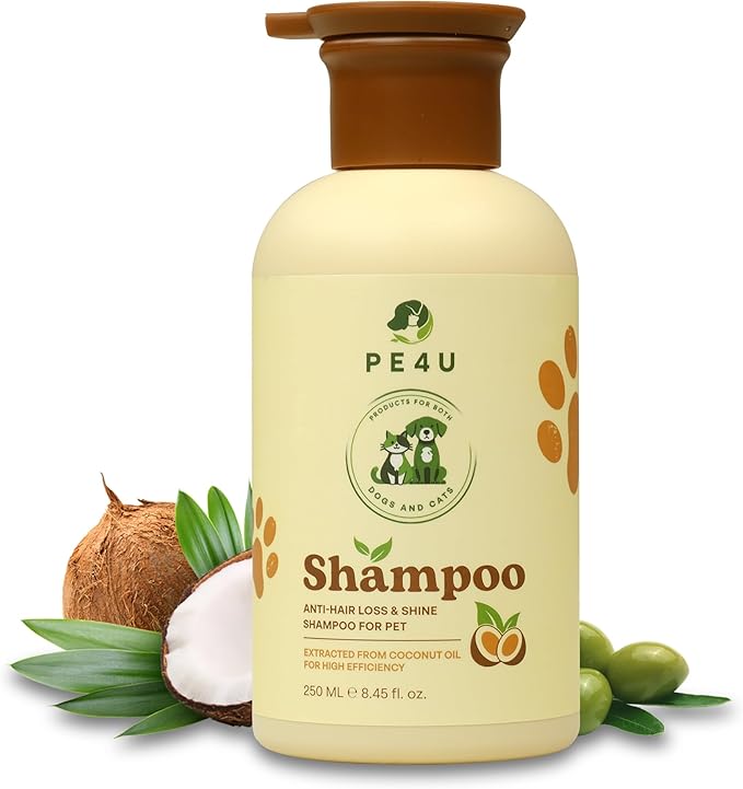 Natural Anti-Shedding & Coat-Softening Pet Shampoo, Gentle Anti Shedding Shampoo for Dogs & Cats, Reduces Shedding, Softens Fur - 8.45 Fl Oz Dog Shampoo for Shedding - Deshedding Dog Shampoo
