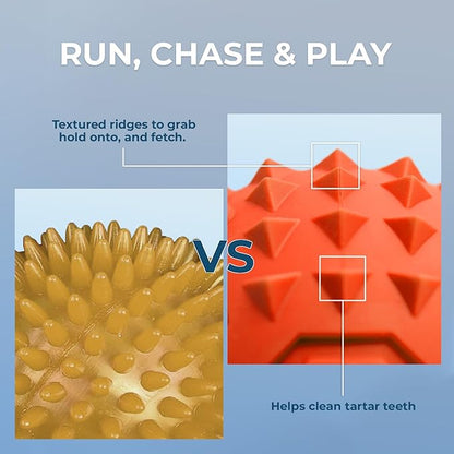 Best Pet Supplies Squeaky Rubber Spiky Ball Dog Toy Durable Non-Toxic Perfect for Aggressive Chewers Spiked for Dental Health Interactive Dog Toy - Pack of 4 - Assorted Colors (M:2.5")