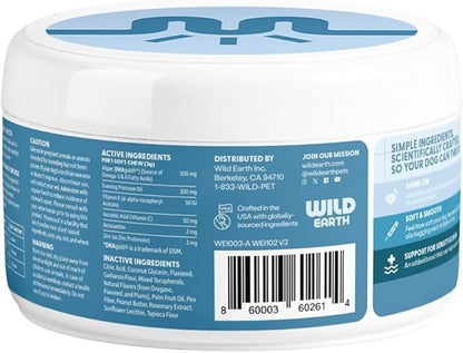 Wild Earth Dog Supplements, Soft Chews for Skin & Coat, Rich in Antioxidants, Omega 3 & 6 Fatty Acids, Allergy & Itch Relief, Supports Normal Shedding, Veterinarian-Developed, Vegan