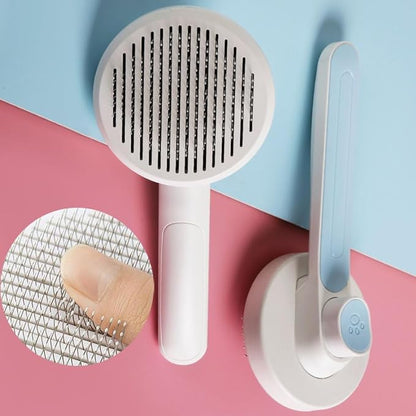 1 Pcs Cat Grooming Brush, Cat Brush Cats Grooming Dematting Comb Self Cleaning Slicker Brushes for Dogs Cats Pet for Shedding Remove Undercoat Mats Hair Pet Massage-Self Cleaning Slicker Brush, Blue