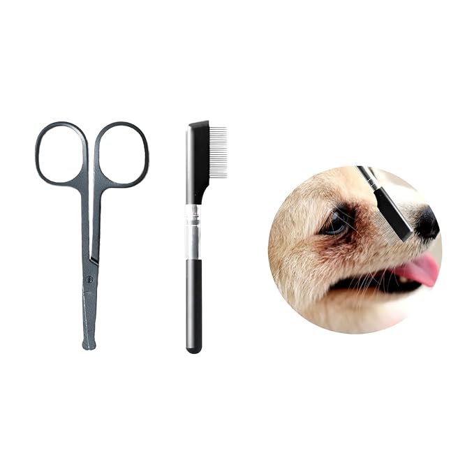 Dog Tear Stain Remover Comb, Cleanser scissors remove Floating Hairï¼_og Cat Grooming Comb Pet Tear Stain Remover Combs Fine Tooth Grooming Removal Tool (Black)