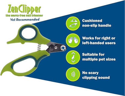 Zen Clipper Pet Nail Clipper for Dogs  Dog Nail Trimmer for Safer Pet Grooming Care - Clean, Quiet, and Easy-to-Use Stainless Steel Claw Trimmer - (4mm Hole)