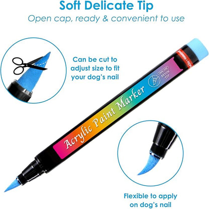 Pet Nail Polish Pen Set - Dog Nail Polish Pens Quick Dry, 12 Colors Fast Drying Dog Safe Nail Polish Set