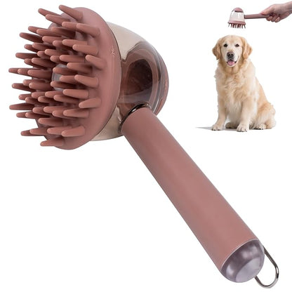 3-in-1 Pet Bath Brush for Dogs & Cats | Shower Massage Brush, Deshedding Comb & Lathering Tool | Anti-Frizz Grooming Brush for Bath Time (Curry)